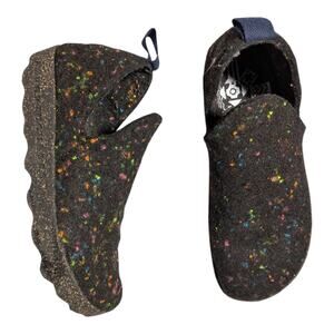 Asportuguesas Black Felted Wool Rainbow Speckled Slip On City Sneaker Sz 37 6.5